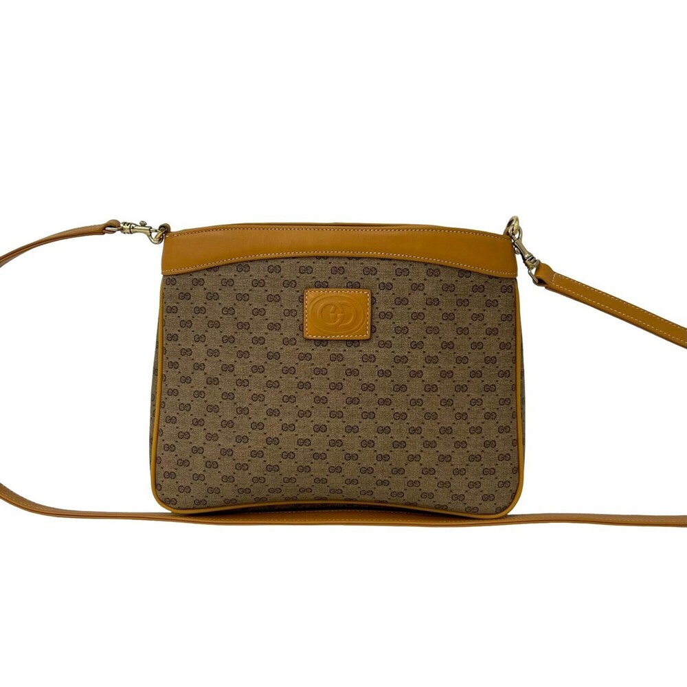 GUCCI Vintage Micro GG Logo Leather Mini Shoulder Bag/Pouch, Brown, 817-5